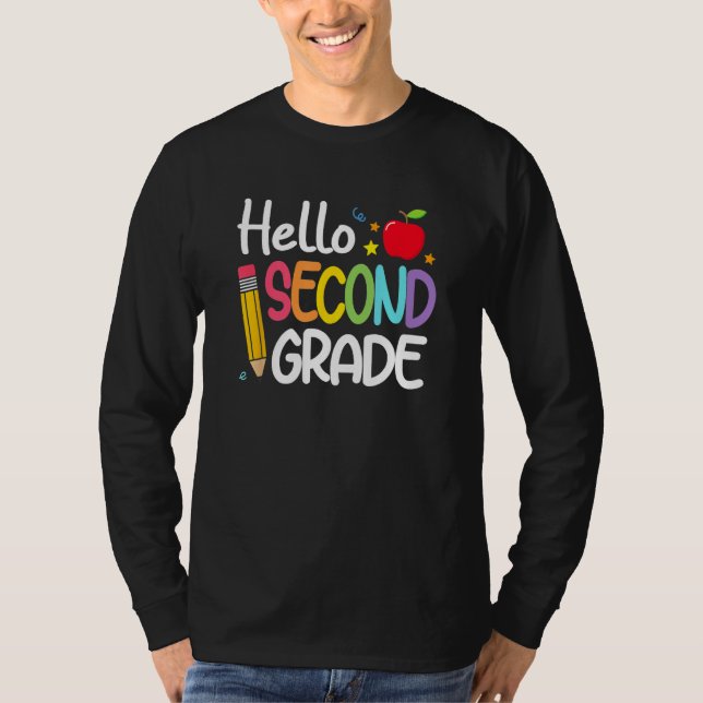 Kids Hello Second Grade First Day Of School Teache T Shirt (Framsida)