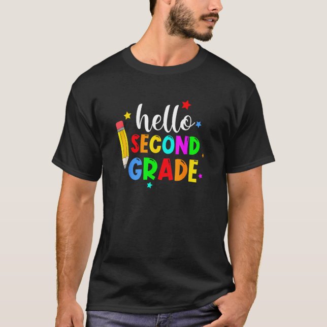 Kids Hello Second Grade Welcome Back To School Tea T Shirt (Framsida)