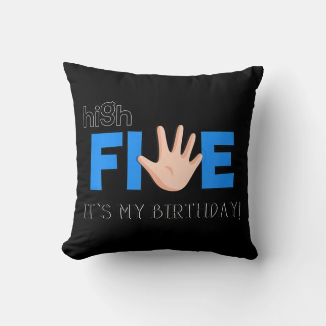Kids High Five - Cool 5 Year Old Kids Birthday Gif Kudde (Framsida)