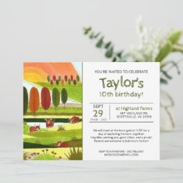 Kids Highland Cows Fall Farm Födelsedagsfest Invit Inbjudningar