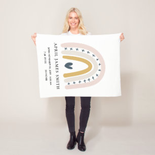 KIDS HJÄRTAT  BLUE RAINBOW-STATIONER I BABY FLEECEFILT