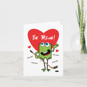 Kids Hockey Monster Valentiness Card Helgkort
