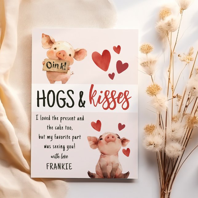 Kids Hogs & Kisses | Tack på födelsedagen Julkort (Skapare uppladdad)