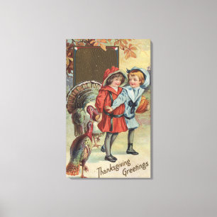 Kids Holding a Pumpkin, Turkiet Canvastryck