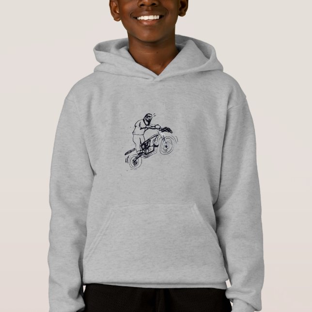 Kid's hoodie with dirt bike design t shirt (Framsida)