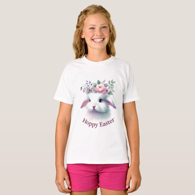 Kids 'Hoppy Påsk' T-Shirt med Bunny Ansikte (Hel framsida)
