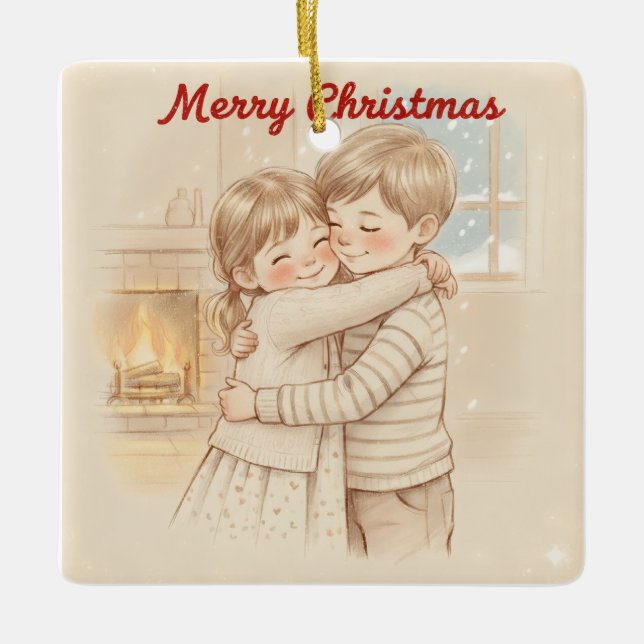 KIDS HUG CUTE CHRISTMAS THEME JULGRANSPRYDNAD KERAMIK (Framsida)