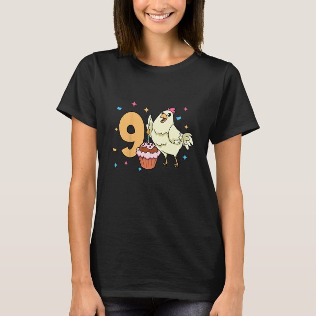 Kids I är 9 med kyckling barns födelsedag 9 år T Shirt (Framsida)