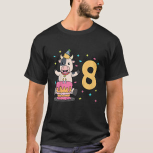 Kids I är åtta år gamla med ko barns födelsedag T Shirt
