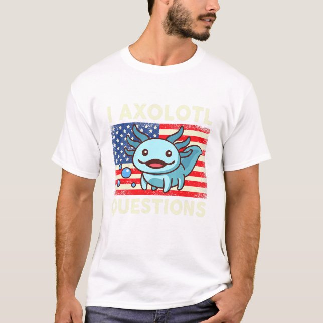 Kids I Axolotl Questions Boys Girl American Flag S T Shirt (Framsida)