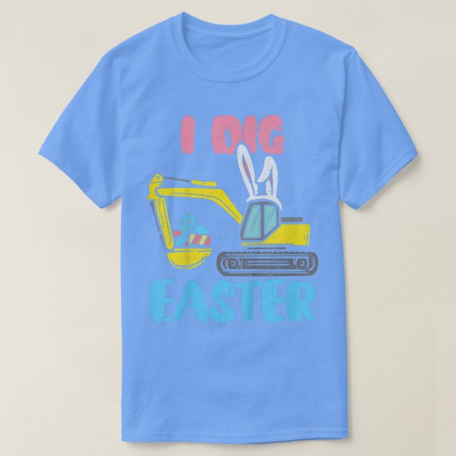 Kids I Dig Easter Digger Cute Bunny Ecavator Boys  T Shirt (Design framsida)