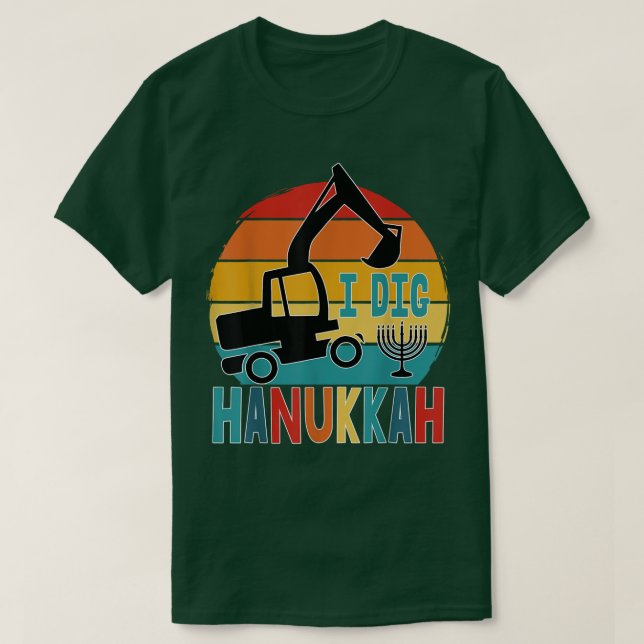 Kids I Dig Hanukkah Ecavator Construction Toddler  T Shirt (Design framsida)