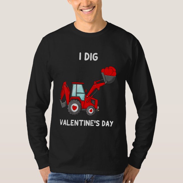 Kids I Dig Valentines Day Hearts Tractor Funny Tod T Shirt (Framsida)