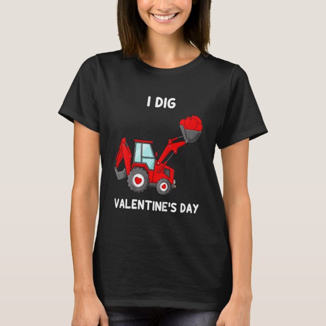 Kids I Dig Valentines Day Hearts Tractor Funny Tod T Shirt (Framsida)
