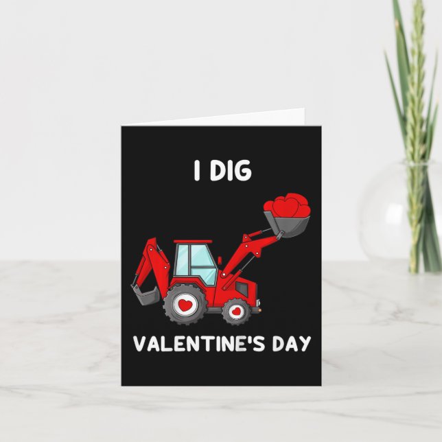 Kids I Gräver Valentines day Hearts Tractor Roligt Kort (Framsida)