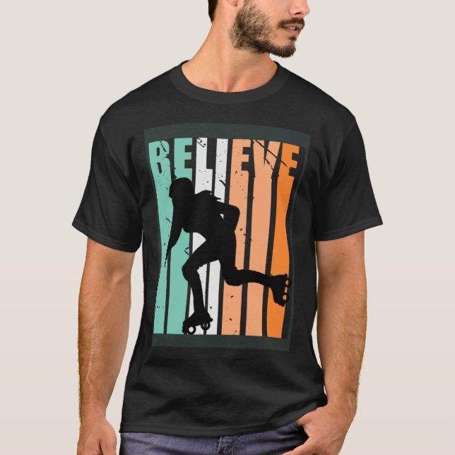 Kids I Love Roller Skating Team Believe Inline Ska T Shirt (Framsida)