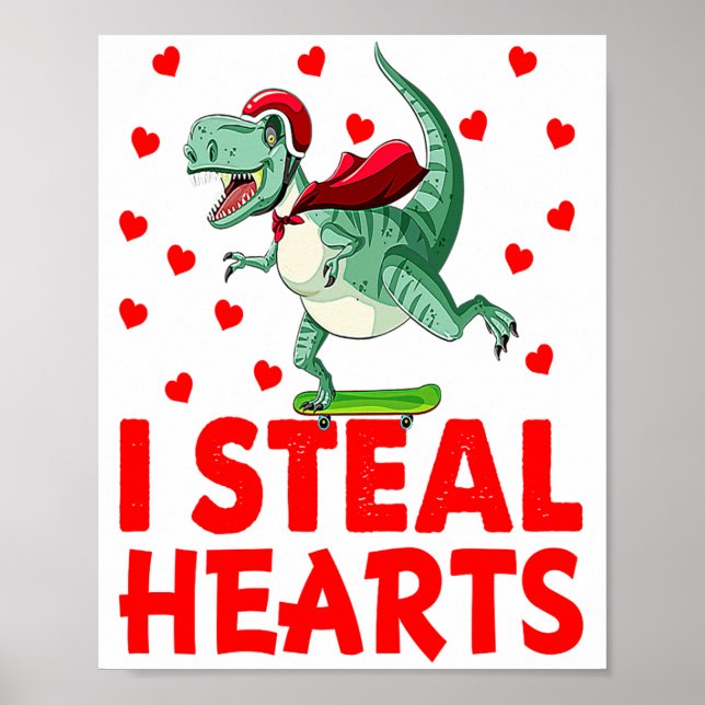 Kids I Steal Hearts Dinosaur Valentines Day For Ba Poster (Framsidan)