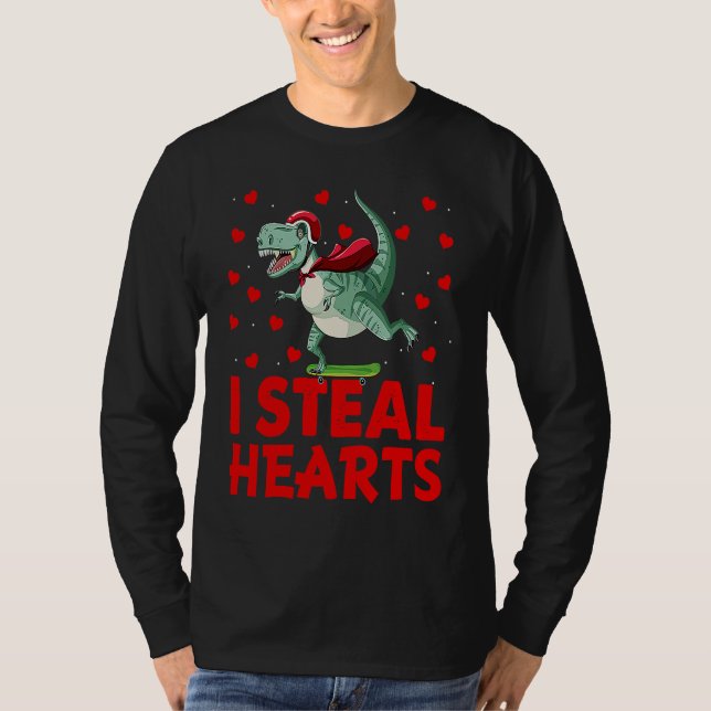 Kids I Steal Hearts Dinosaur Valentines Day For Ba T Shirt (Framsida)