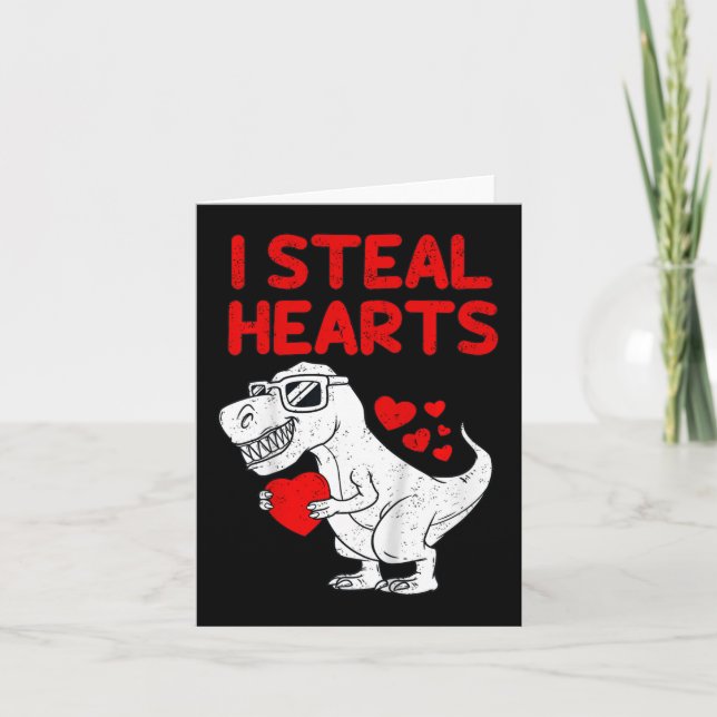 Kids I Steal Hearts T Rex Dino Valentines day Todd Kort (Framsida)