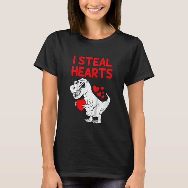 Kids I Steal Hearts T Rex Dino Valentines Day Todd T Shirt (Framsida)