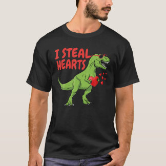 Kids I Steal Hearts Trex Dino Pojke Valentine D T Shirt