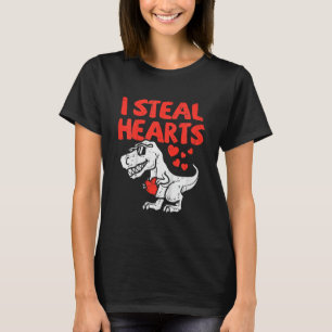Kids I Steal Hearts Trex Dino Pojke Valentines T Shirt