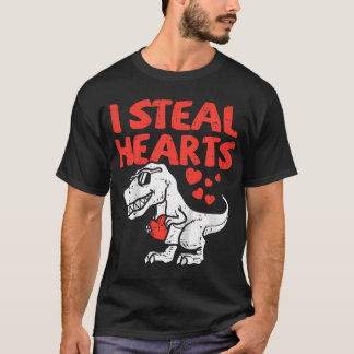 Kids I Steal Hearts Trex Dino Pojke Valentines T Shirt