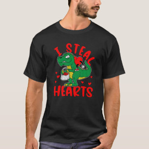Kids I Steal Hearts Trex Dino Småbarn Boy Valentin T Shirt