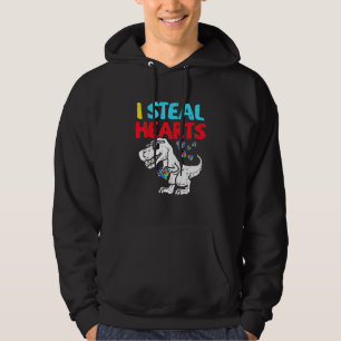 Kids I Steal Hearts Trex Dinosaur Cute Boy Autism Hoodie