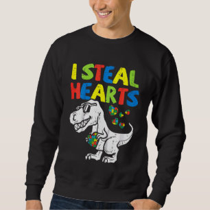 Kids I Steal Hearts Trex Dinosaur Småbarn Autism A Lång Ärmad Tröja