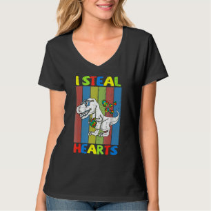 Kids I Steal Hearts Trex Dinosaur Småbarn Autism A T Shirt