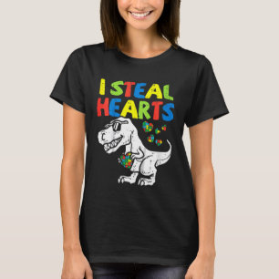 Kids I Steal Hearts Trex Dinosaur Småbarn Autism A T Shirt