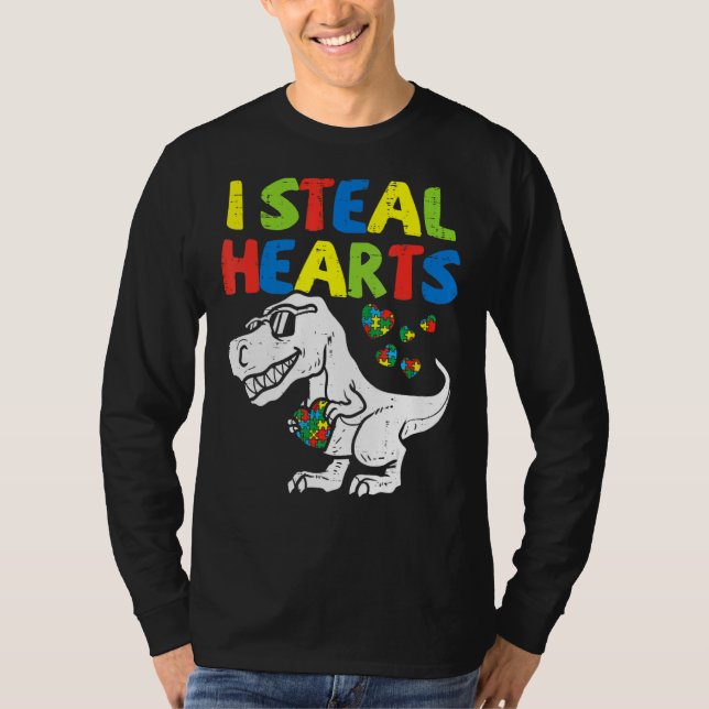 Kids I Steal Hearts Trex Dinosaur Toddler Autism A T Shirt (Framsida)