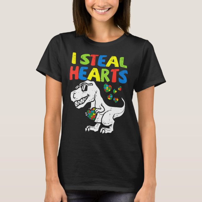 Kids I Steal Hearts Trex Dinosaur Toddler Autism A T Shirt (Framsida)