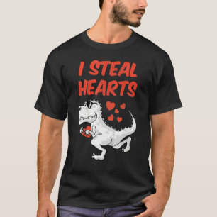 Kids I Steal Hearts Valentine Day Småbarn Dinosa T Shirt