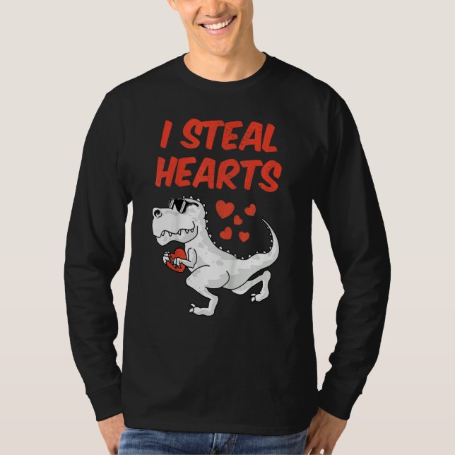 Kids I Steal Hearts Valentine's Day Toddler Dinosa T Shirt (Framsida)