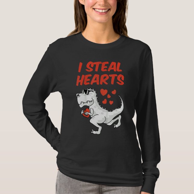 Kids I Steal Hearts Valentine's Day Toddler Dinosa T Shirt (Framsida)