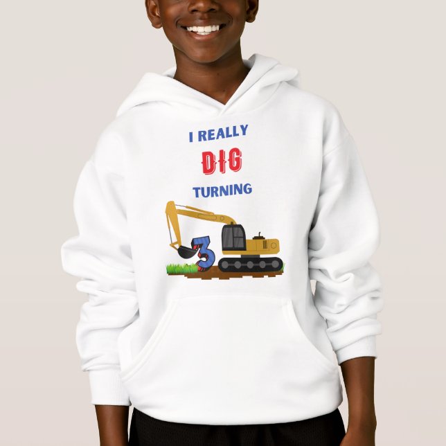 Kids I Verkligen Gräver Turning 3-grävmaskiner T Shirt (Framsida)