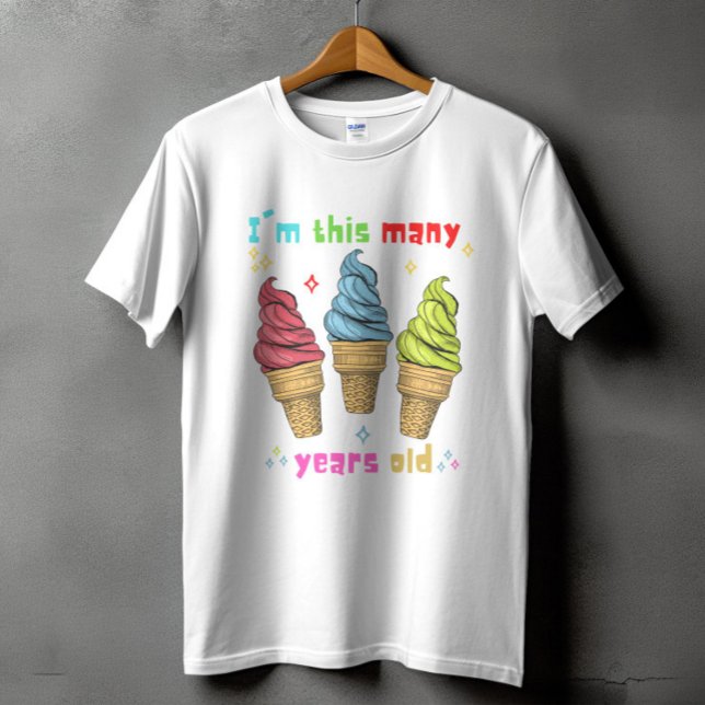 Kids Ice Cream Birthday Tre 3 år gammal T Shirt (Skapare uppladdad)