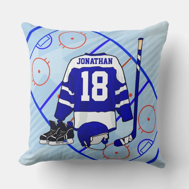 Kids Ice Hockey Bedroom och en Suite-samling Kudde (Framsida)