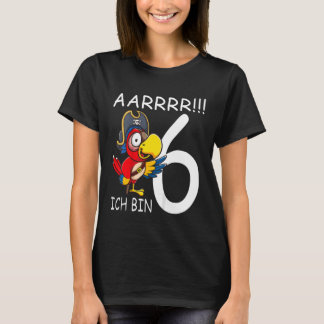 Kids Ich Bin 6 Jahre Alt Pirate Parrot Sixth Birth T Shirt