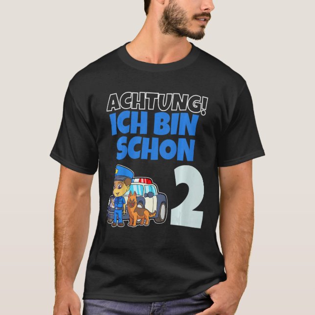 Kids Ich bin schon 2 Jahr alt! Achtung Polizei Pol T Shirt (Framsida)