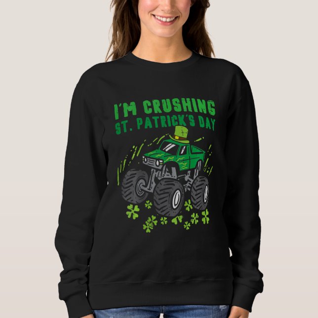 Kids Im Crushing St Patricks Day Monster Truck Boy T Shirt (Framsida)