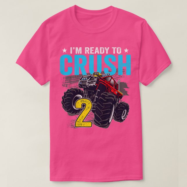 Kids I'm Ready to Crush 2 Monster Truck 2nd Birthd T Shirt (Design framsida)