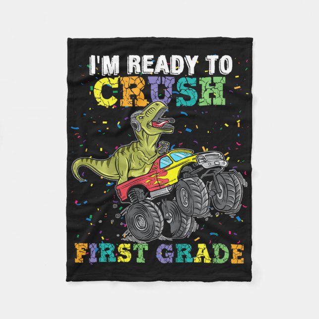 Kids I'm Ready To Crush First Grade Monster Truck  Fleecefilt (Framsidan)