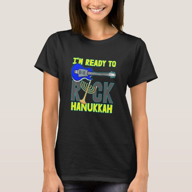 Kids Im Ready To Rock Hanukkah Guitar Music Instru T Shirt (Framsida)