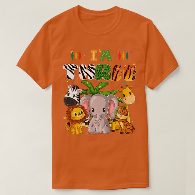 Kids Im Three Zoo Theme 3Rd Birthday Safari Jungle T Shirt (Design framsida)