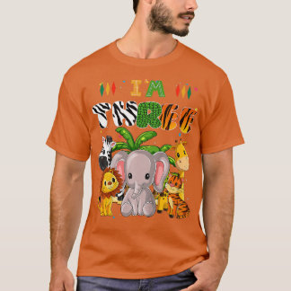 Kids Im Three Zoo Theme 3Rd Birthday Safari Jungle T Shirt