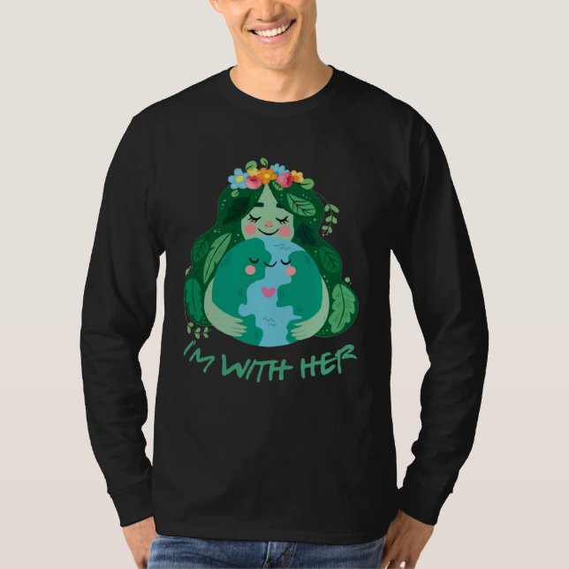Kids Im With Her Earth Day Pro Save Environment To T Shirt (Framsida)