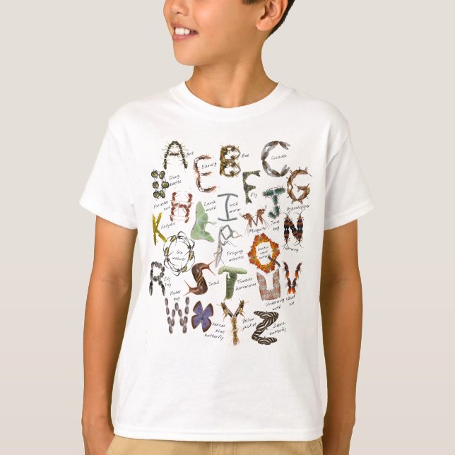 Kids Insekt Alphabet - Kryp Shirt T (Framsida)